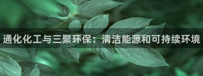 亿万手游平台官网下载：通化化工与三聚环保：清洁能源和可持续环境